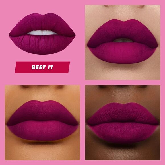 2x Lime Crime Beet It Velvetines Liquid Matte Lipstick Vegan Deep Berry Pink NEW - Picture 7 of 12